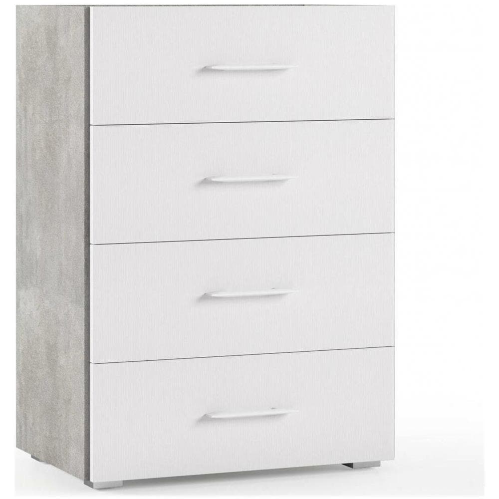 Cassettiera Primula, Settimanale A 4 Cassetti Per Camera Da Letto, Mobiletto Multiuso Da Ufficio O Studio, 60x41h87 Cm, Cemento E Bianco - Foto 2