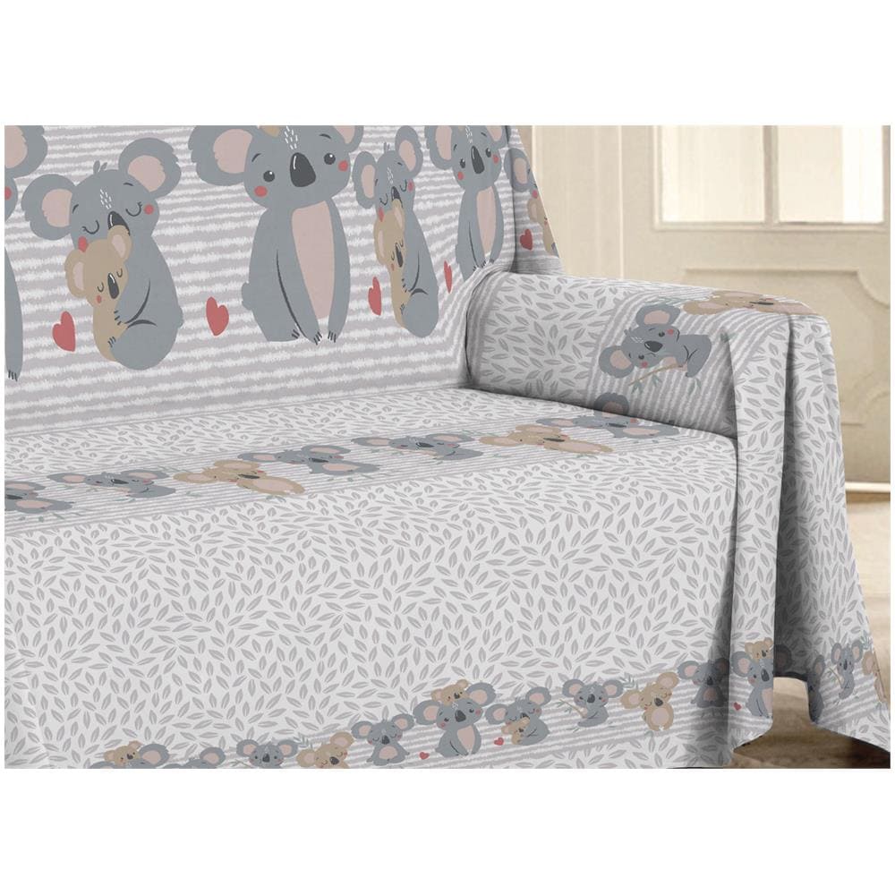 Telo Arredo Multiuso Linea Pensieri Delicati In Cotone Disegno Koala Family Singolo Beige - Foto 5