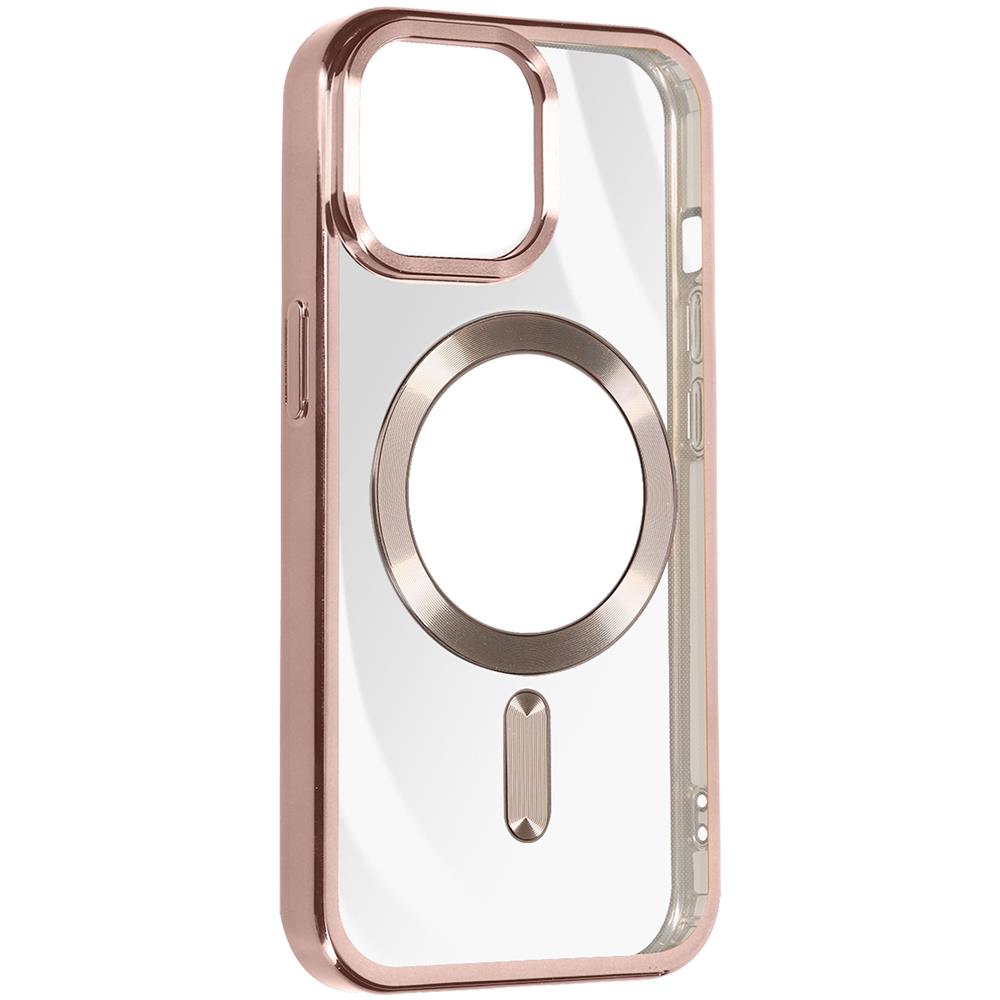 Cover Magsafe Per Iphone 15 Pro Silicone Bordo Cromato Rosa - Foto 2