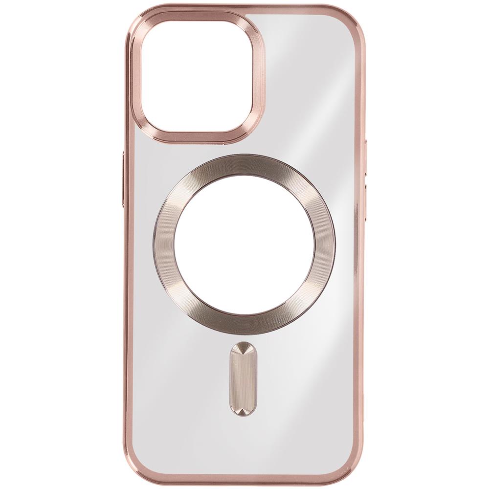 Cover Magsafe Per Iphone 15 Pro Silicone Bordo Cromato Rosa - Foto 1