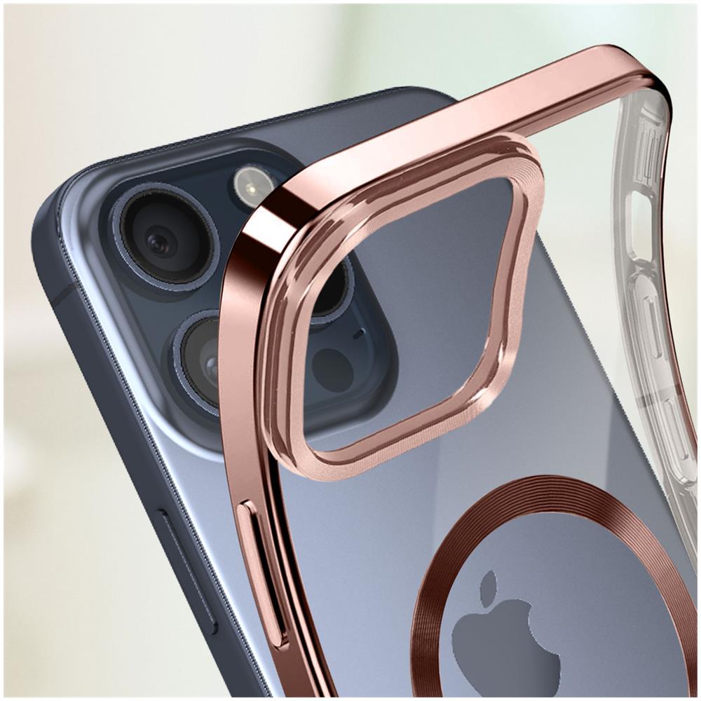 Cover Magsafe Per Iphone 15 Pro Silicone Bordo Cromato Rosa - Foto 5