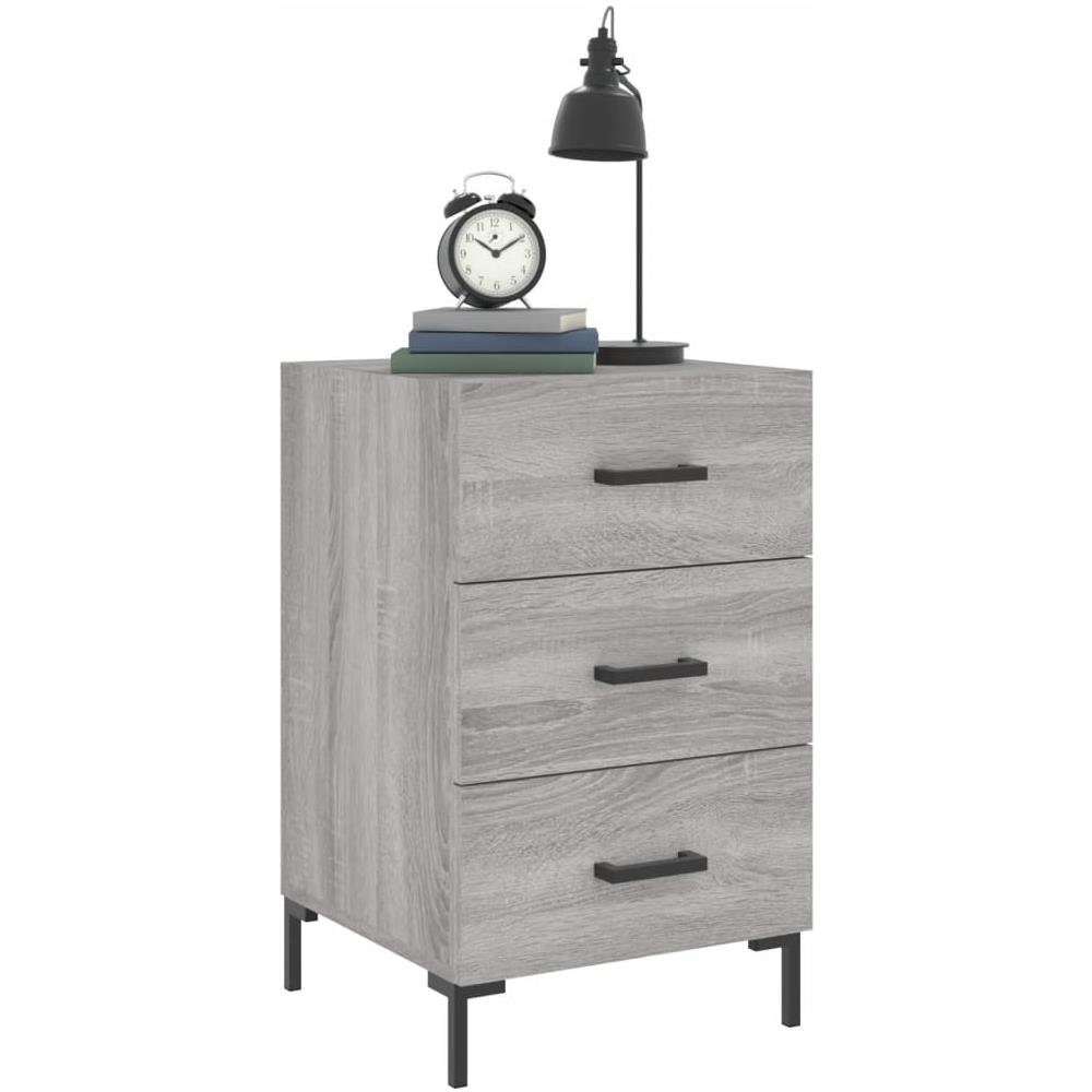 Comodino Grigio Sonoma 40x40x66 Cm In Legno Multistrato - Foto 3