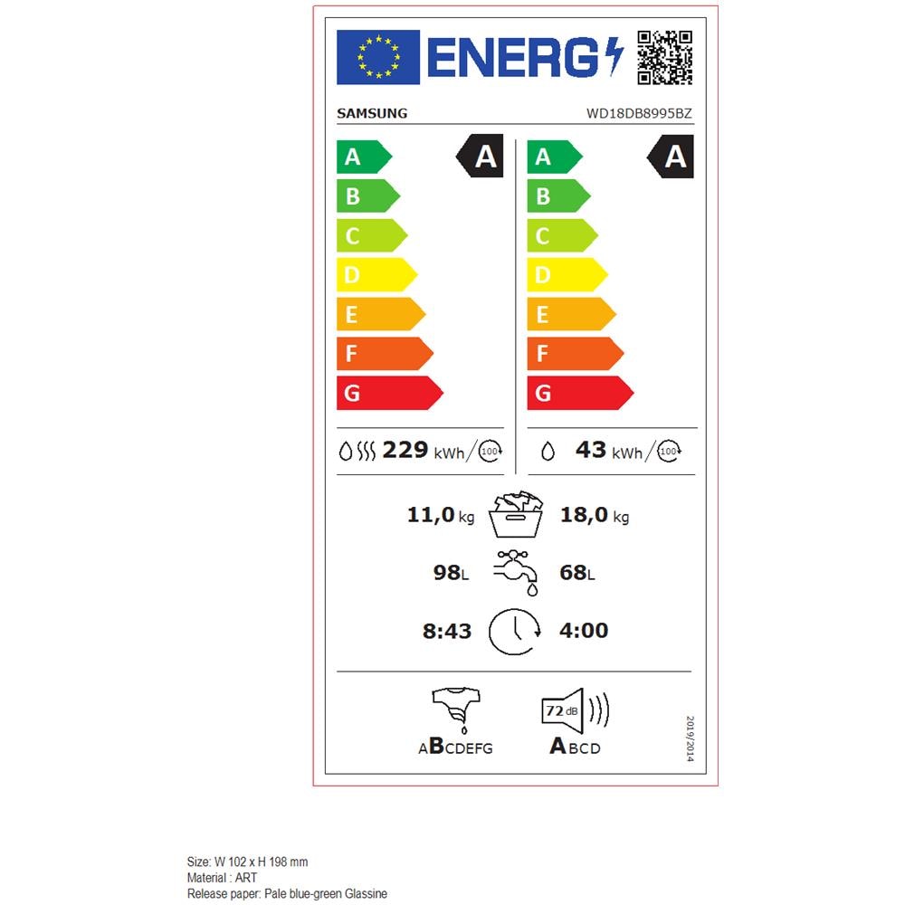 WD18DB8995BZ WASHER DRYER FREESTANDING FRONT-LOAD STAINLESS STEEL A WD18DB8995BZT2 - Foto 2