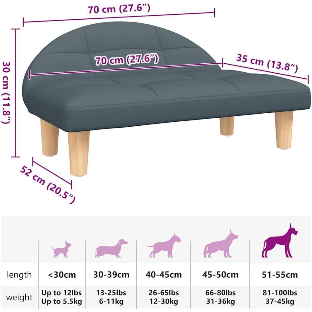 Lettino per Cani Grigio Scuro 70x52x30 cm in Tessuto - Foto 7