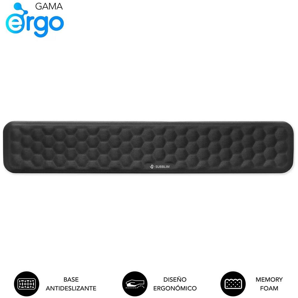 SUBMP-04E030 poggiapolso Cotone, Lycra, Memory foam, Poliuretano (PU) Nero - Foto 1