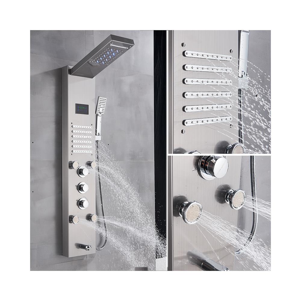 Pannello doccia, Blackswan, tipo M8004, modello nichelato con bocca, display digitale, LED e funzioni SPA, dimensioni 121 cm - Foto 4