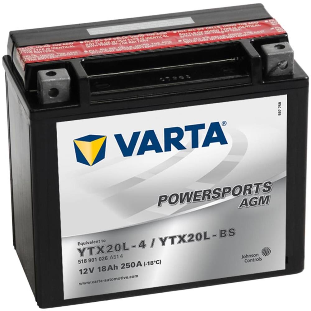 Moto Powersports Agm Batteria Ytx20l-4 / Ytx20l-bs - Foto 2