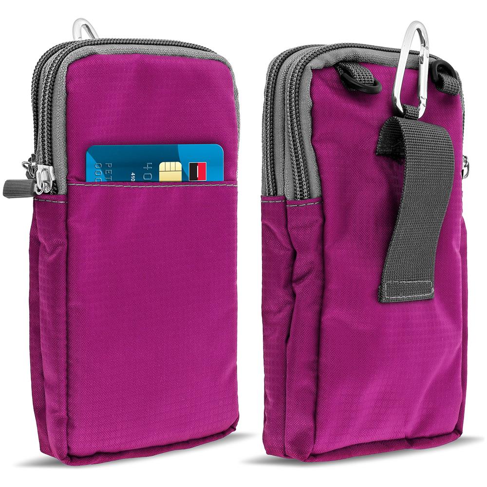 Borsello Cintura Smartphone Passante Cintura Moschettone Tracolla 2 Tasche Rosa - Foto 2