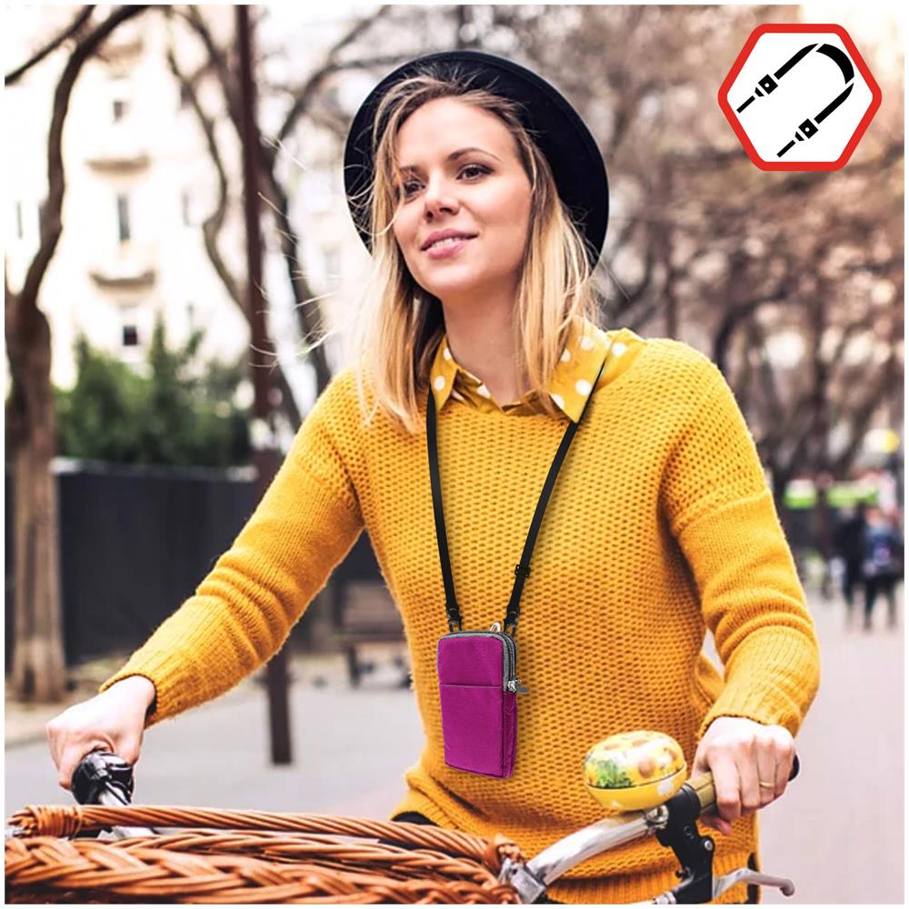 Borsello Cintura Smartphone Passante Cintura Moschettone Tracolla 2 Tasche Rosa - Foto 5