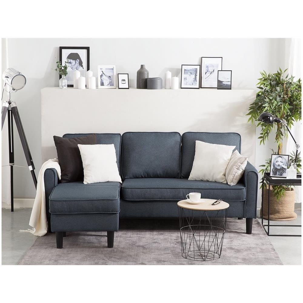 Divano In Tessuto Con Ottomana Grigio Scuro Avesta - Foto 2