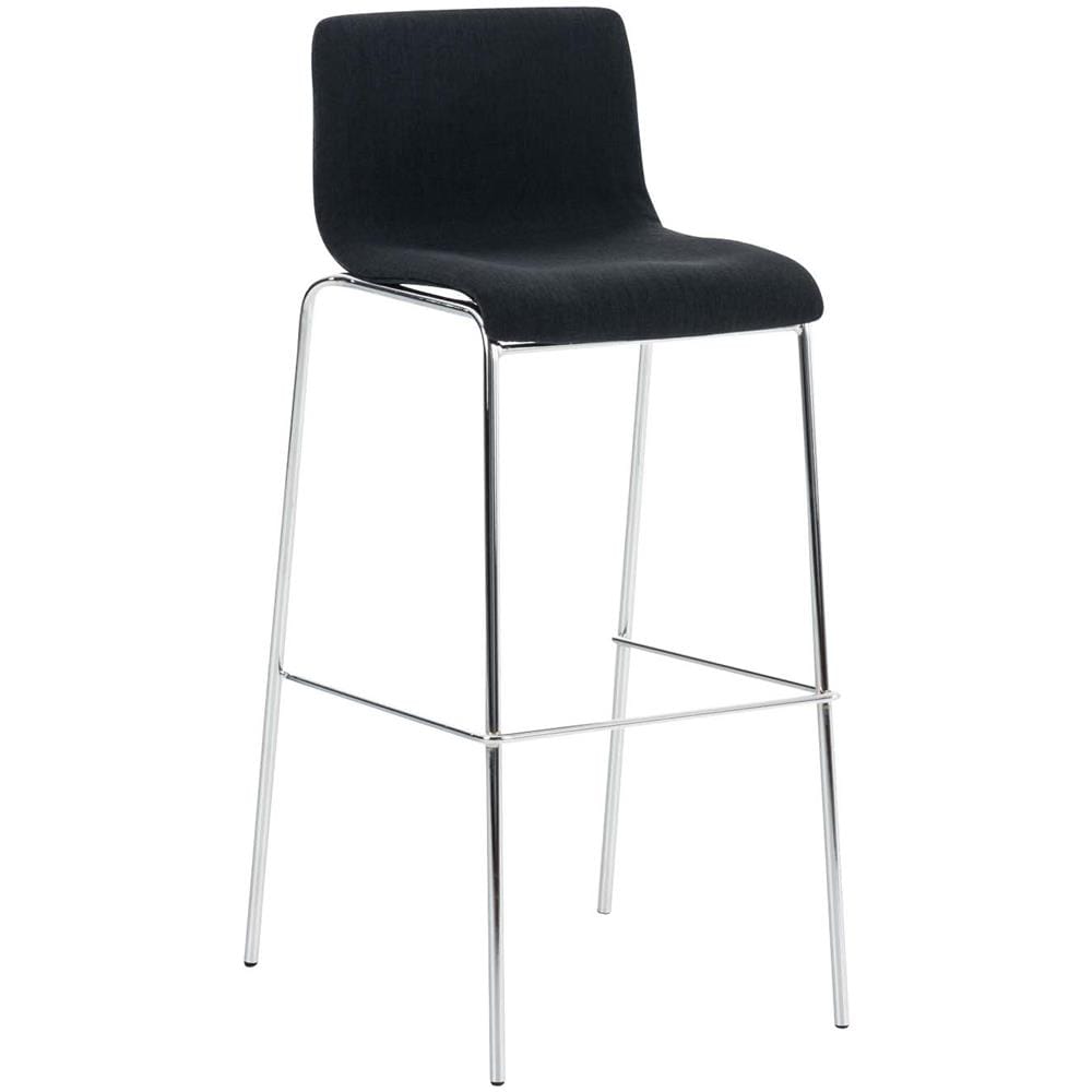 Sgabello Bar Hoover in Tessuto I Sgabello Alto Design 4 Gambe in Metallo I Sedia Sgabello Impilabile con Schienale I Sgabello Bancone H 76 CM Nero Base Cromata - Foto 1