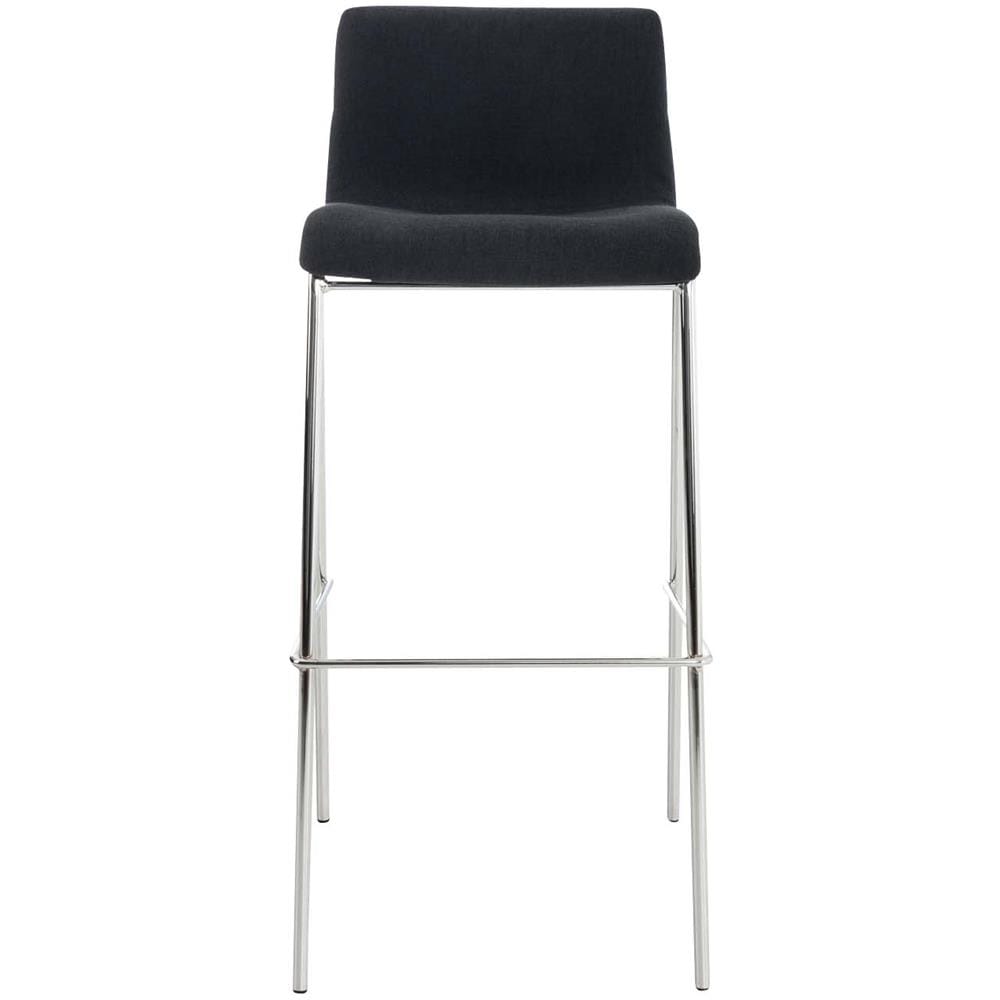 Sgabello Bar Hoover in Tessuto I Sgabello Alto Design 4 Gambe in Metallo I Sedia Sgabello Impilabile con Schienale I Sgabello Bancone H 76 CM Nero Base Cromata - Foto 2