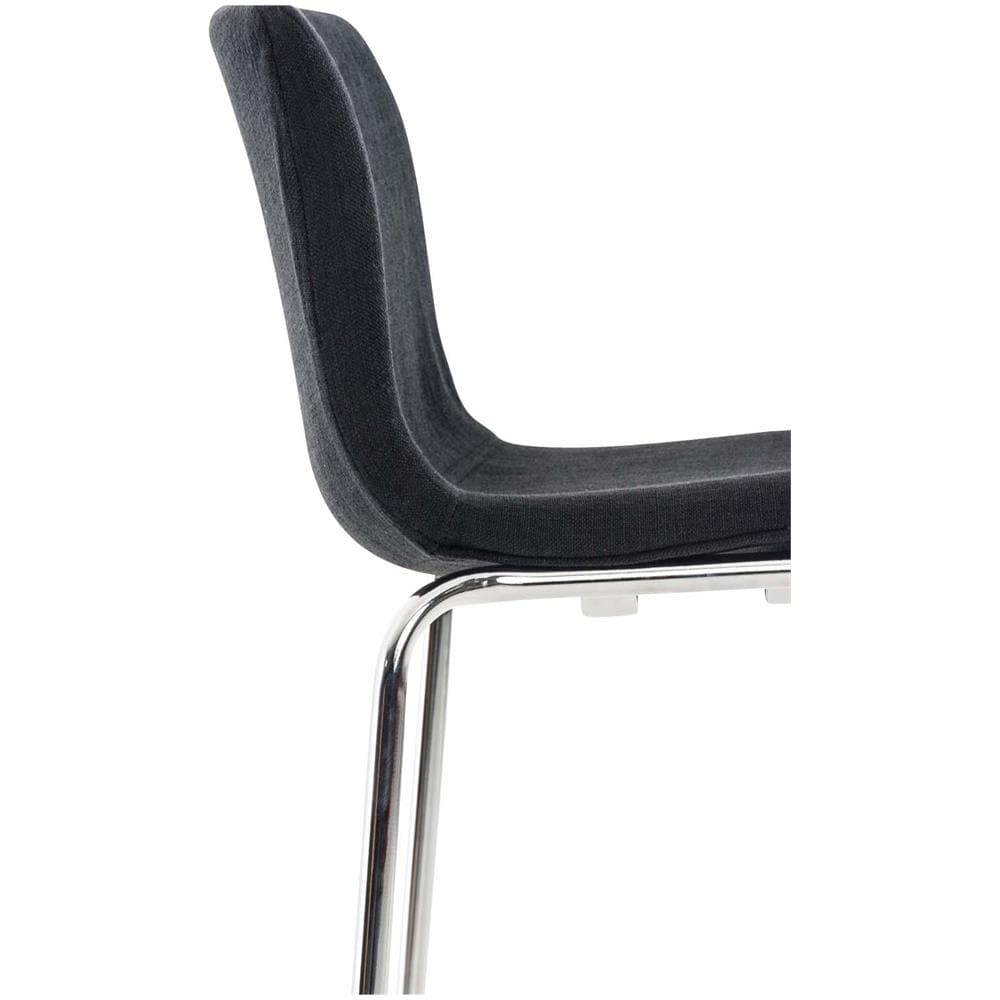 Sgabello Bar Hoover in Tessuto I Sgabello Alto Design 4 Gambe in Metallo I Sedia Sgabello Impilabile con Schienale I Sgabello Bancone H 76 CM Nero Base Cromata - Foto 5
