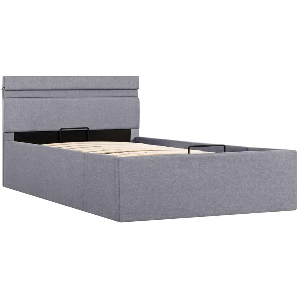 Letto Idraulico Contenitore Led Grigio Chiaro Tessuto 100x200cm - Foto 2