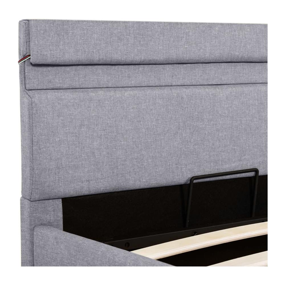 Letto Idraulico Contenitore Led Grigio Chiaro Tessuto 100x200cm - Foto 8