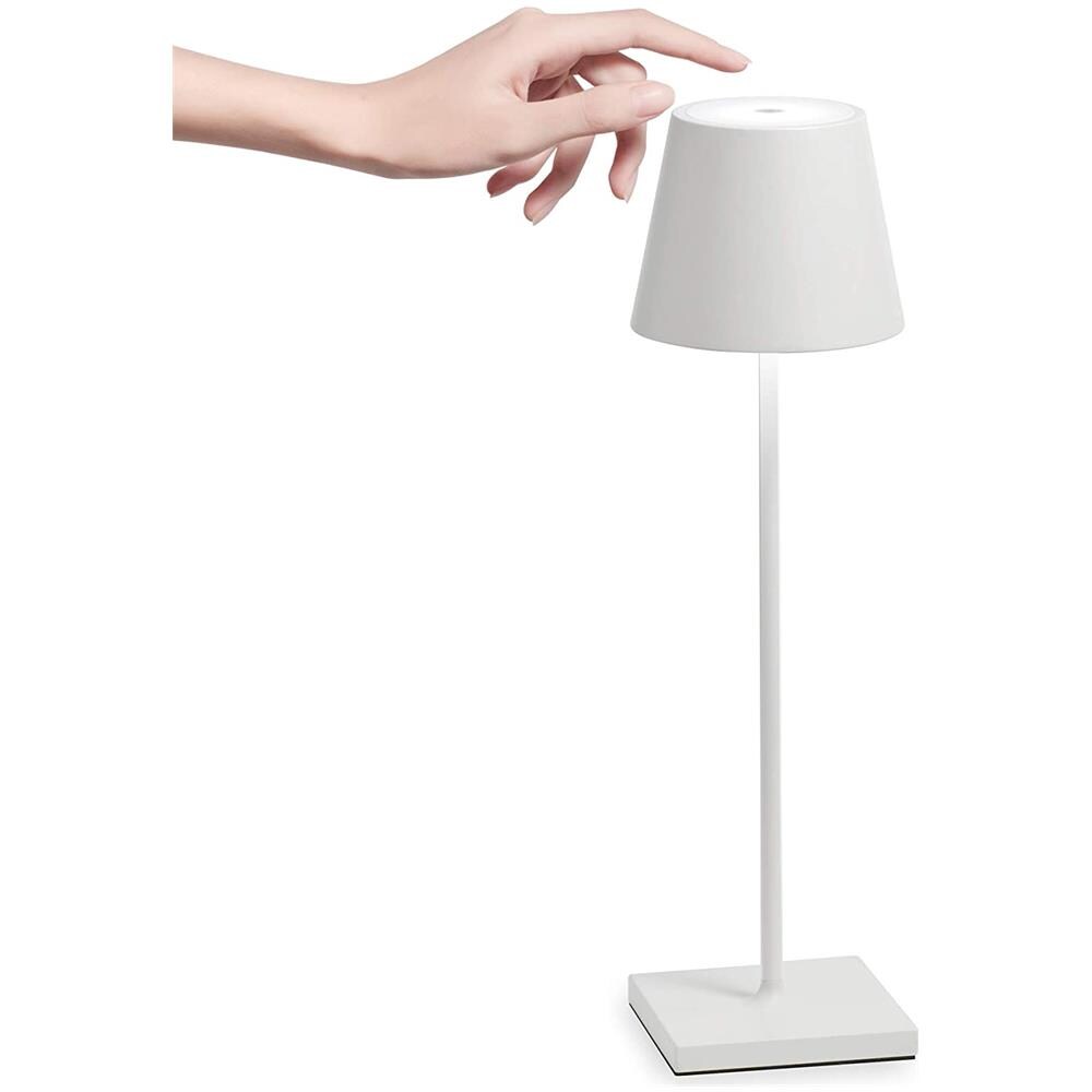 Poldina Pro Bianco Lampada Da Tavolo Led Dimmerabile In Alluminio, Protezione Ip54, Uso Interno / esterno, Base Di Ricarica A Contatto, H38cm, Plug Eu - Foto 2
