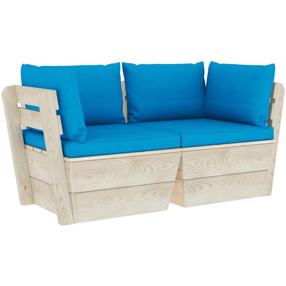 Divano da Giardino a 2 Posti su Pallet con Cuscini Legno Abete - Foto 1