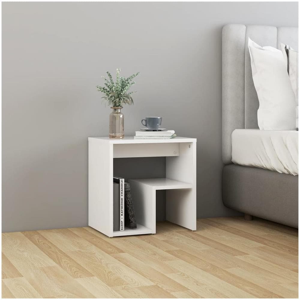 Comodino Bianco 40x30x40 cm Legno Ingegnerizzato - Foto 1