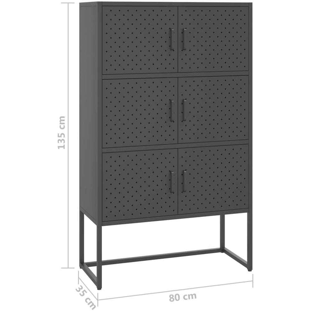 Credenza Alta Antracite 80x35x135 Cm In Acciaio - Foto 10