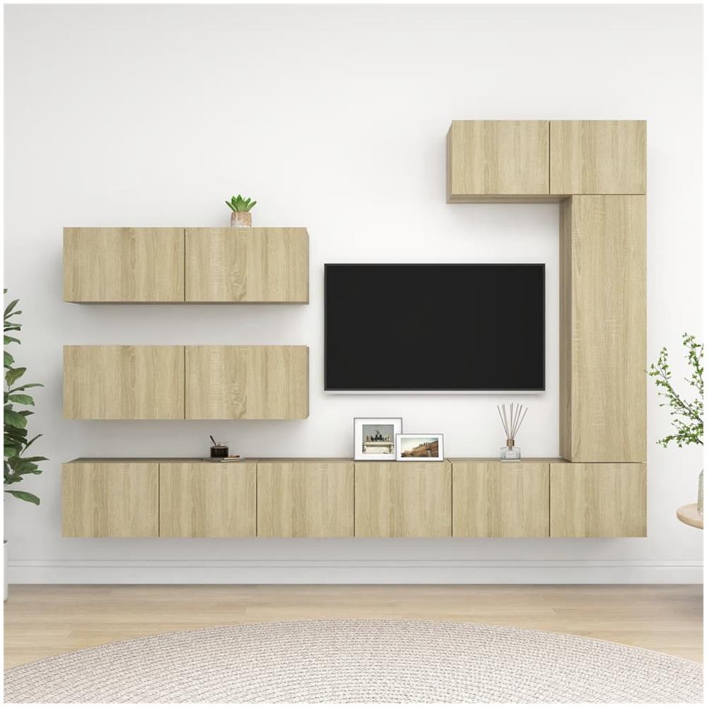 Set Porta Tv 7 Pz Rovere Sonoma In Truciolato - Foto 1