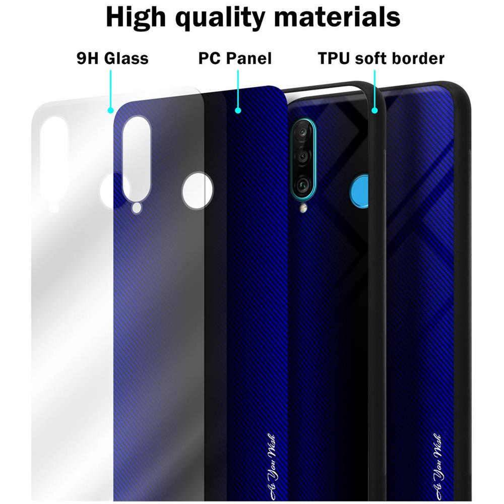 Custodia Compatibile Con Huawei P30 Lite - Ottica A Strisce In Cobalto Viola - Coperchio Protettivo In Vetro Temperato E Silicone Tpu - Foto 7