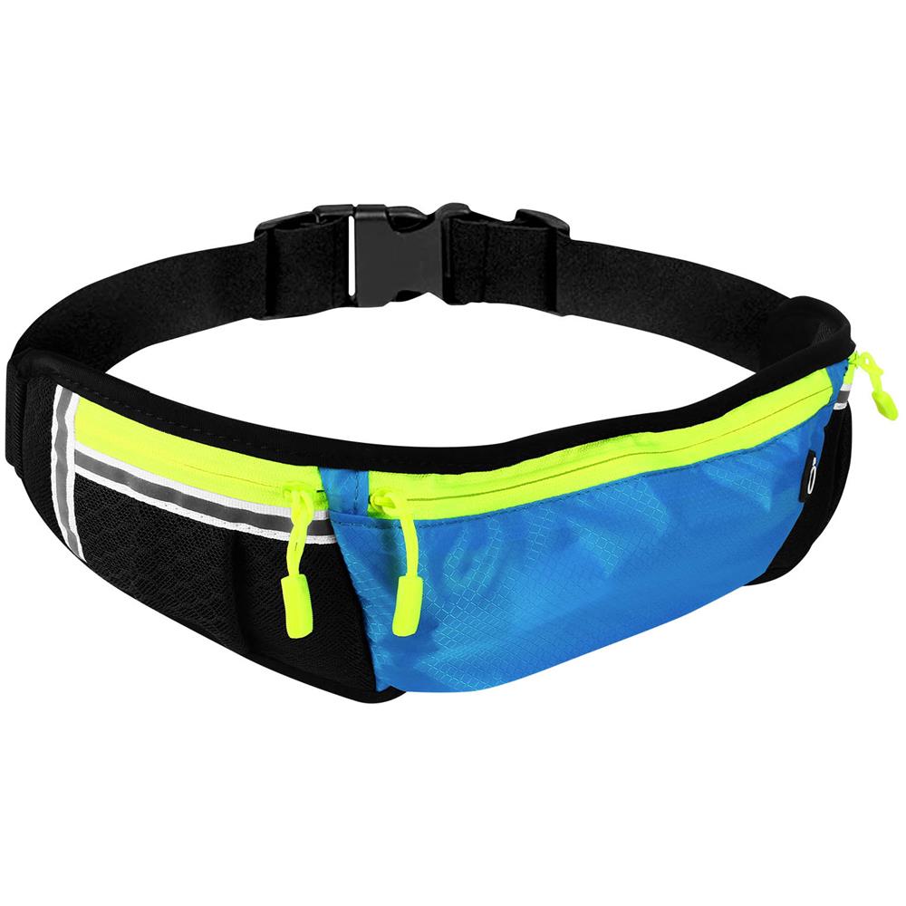 Marsupio Sportivo Multitasche Con Cerniera Bande Riflettenti Regolabile Blu - Foto 2