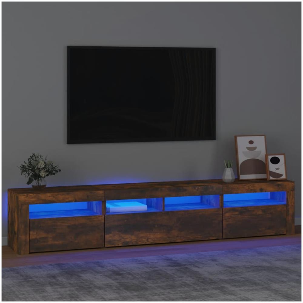 Mobile Porta Tv Con Luci Led Rovere Fumo 210x35x40 Cm - Foto 1