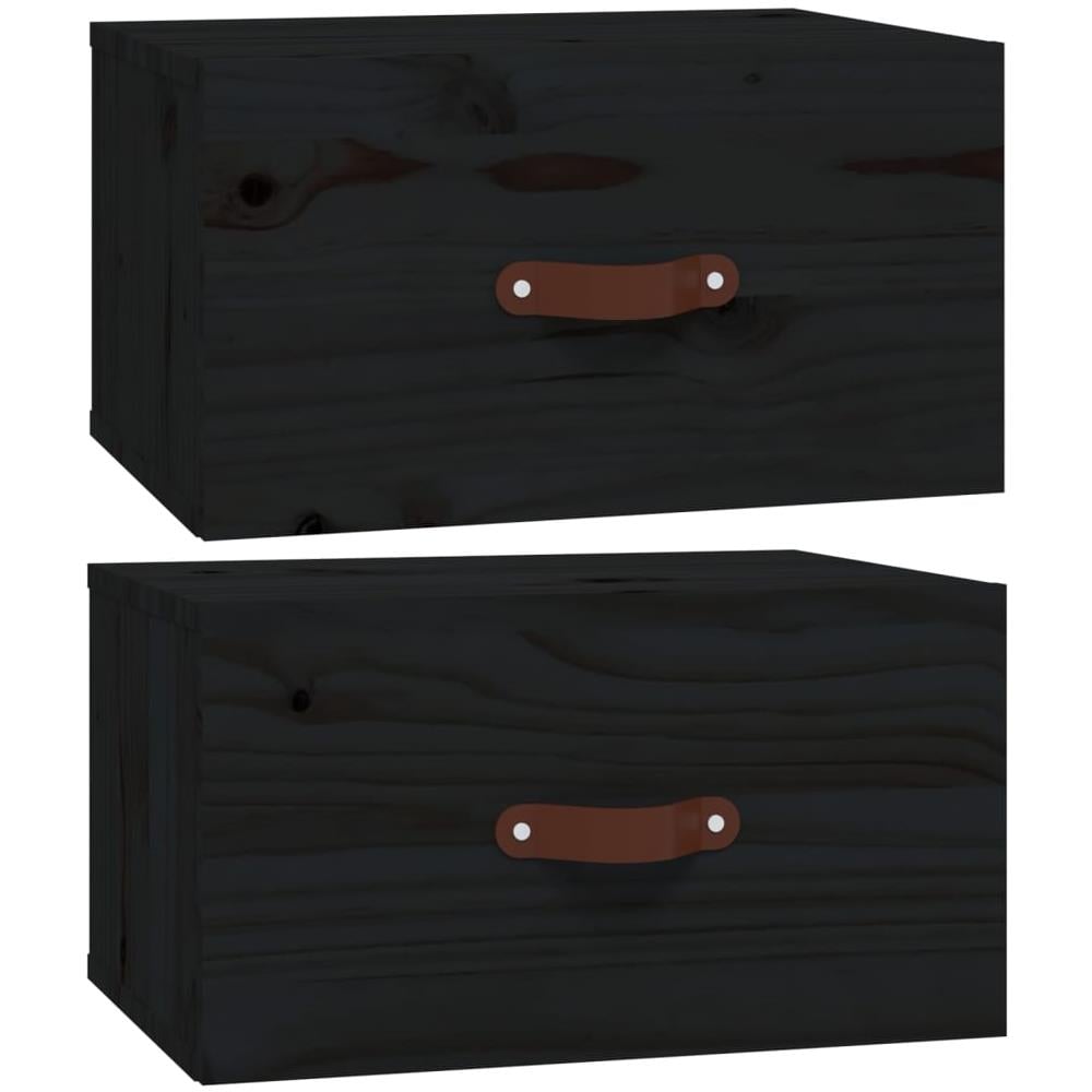 Comodini A Muro 2 Pz Neri 40x29,5x22 Cm - Foto 2