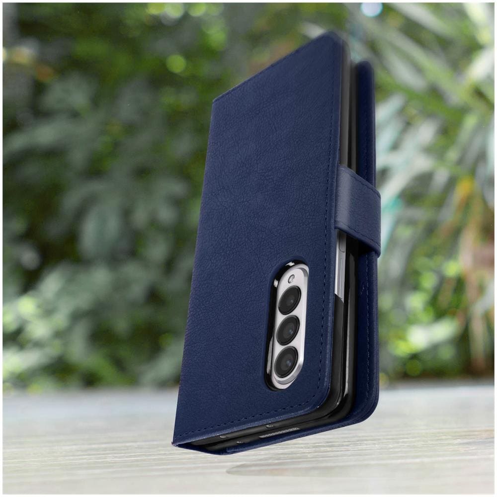 Cover Per Samsung Z Fold3, Portacarte E Chiusura Linguetta Magnetica Blu - Foto 2