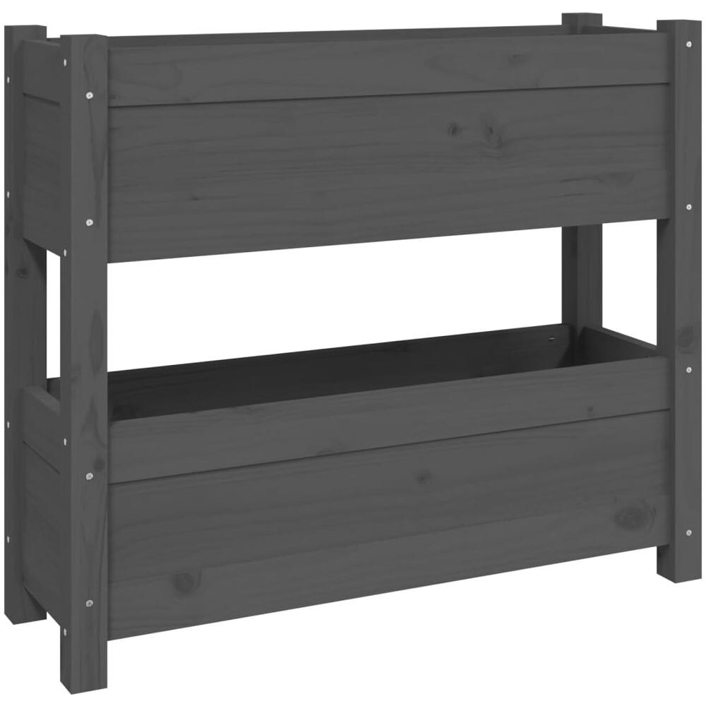 Fioriera Grigia 77x25x66 Cm In Legno Massello Di Pino - Foto 1