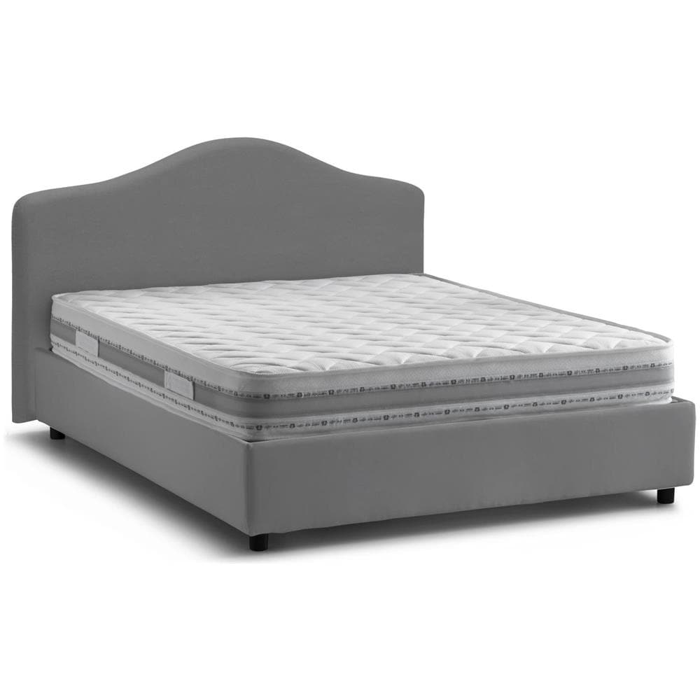 Letto Matrimoniale Angiolina, Letto Contenitore Con Rivestimento In Tessuto, 100% Made In Italy, Apertura Frontale, Adatto Per Materasso 160x190 Cm, Grigio - Foto 2