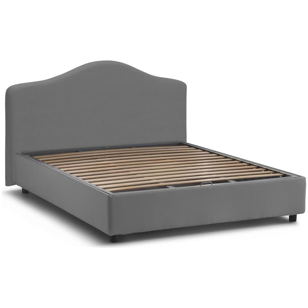 Letto Matrimoniale Angiolina, Letto Contenitore Con Rivestimento In Tessuto, 100% Made In Italy, Apertura Frontale, Adatto Per Materasso 160x190 Cm, Grigio - Foto 4