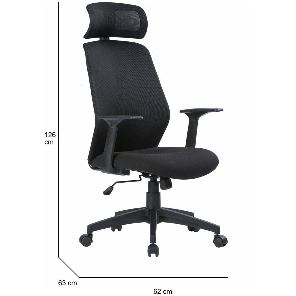 Sedia Con Ruote Idro, Poltrona Presidenziale Con Braccioli E Poggiatesta, Sedia Ergonomica Da Ufficio, 63x62h117/126 Cm, Nero - Foto 2