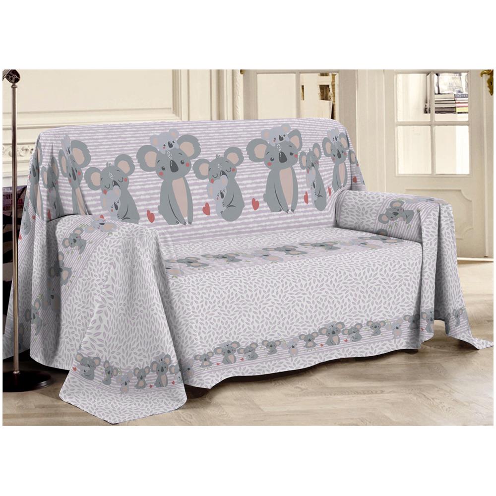 Telo Arredo Multiuso Linea Pensieri Delicati In Cotone Disegno Koala Family Singolo Rosa - Foto 1