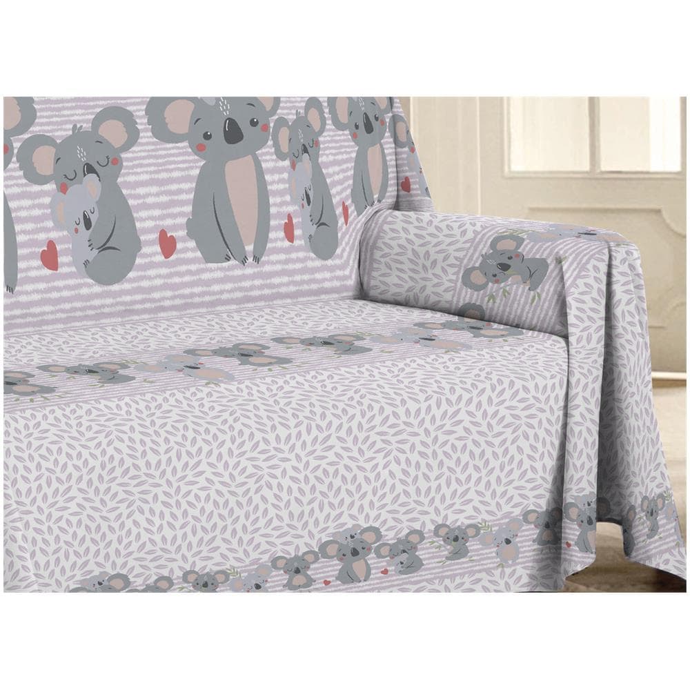 Telo Arredo Multiuso Linea Pensieri Delicati In Cotone Disegno Koala Family Singolo Rosa - Foto 5