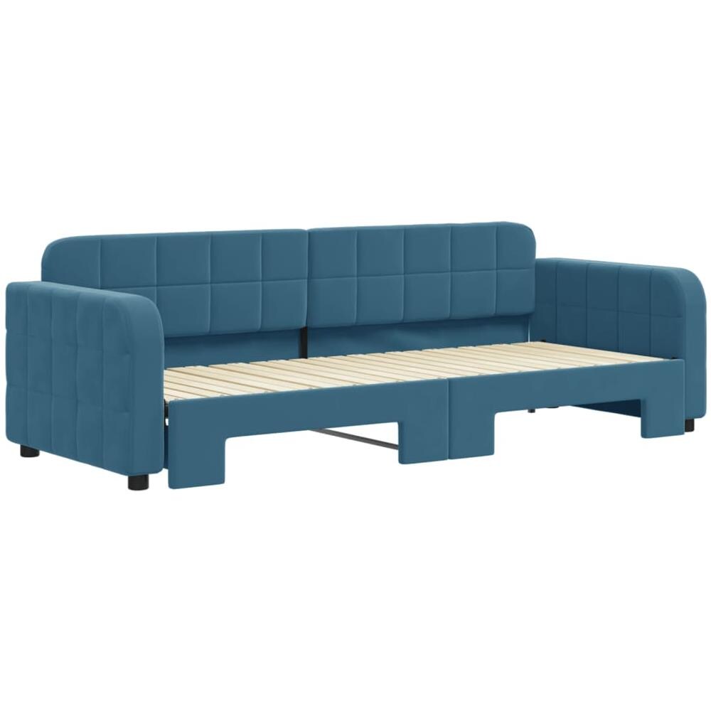 Divano Letto Con Letto Estraibile Blu 80x200 Cm In Velluto - Foto 3