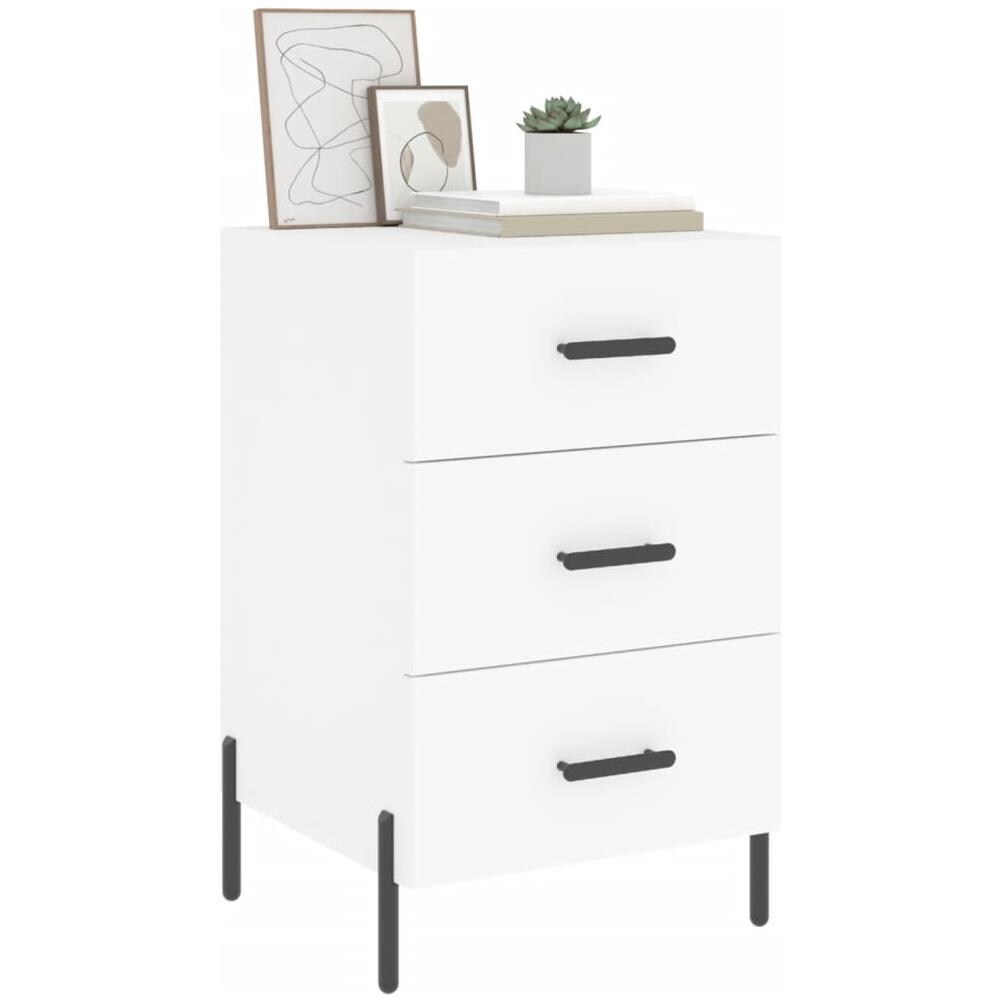 Comodino Bianco 40x40x66 Cm In Legno Multistrato - Foto 3