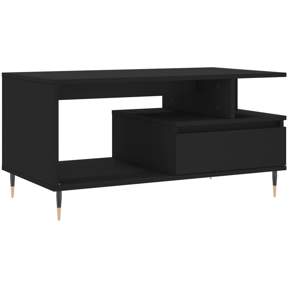 Tavolino Da Salotto Nero 90x49x45 Cm In Legno Multistrato - Foto 2