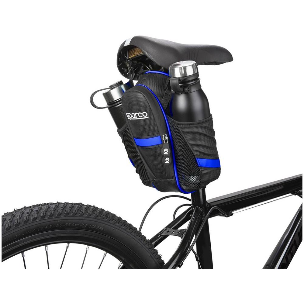 Borsa Blu Da Sella Per Bicicletta In Nylon Adatta A Lunghi Viaggi Cn Foppia Tasca E Fascia Riflettente - Foto 3