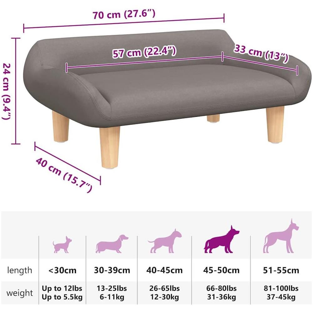 Lettino per Cani Tortora 70x40x24 cm in Tessuto - Foto 7