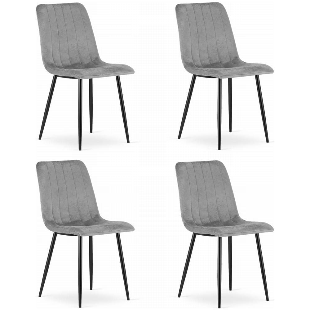 Sedia VALORA JEWA - Design ergonomico in velluto grigio chiaro x 4 - Foto 1