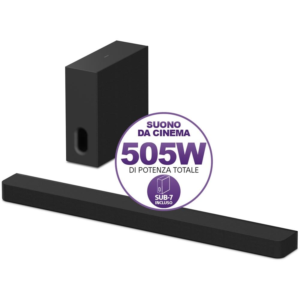 BRAVIA Theatre Bar 7 + S, HTA7100KIT, Soundbar con Subwoofer, 5.1.2 canali, Potenza Max 505 W, Surround Sound Dolby Atmos® /DTS:X®, 360 Spatial Sound Mapping, Voice Zoom 3 Smart TV, Bluetooth® - Foto 1