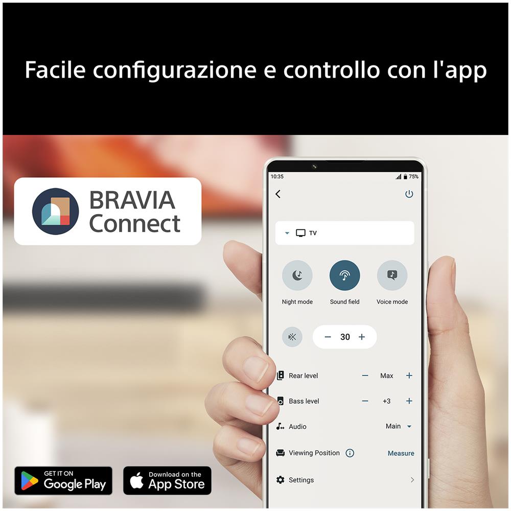 BRAVIA Theatre Bar 7 + S, HTA7100KIT, Soundbar con Subwoofer, 5.1.2 canali, Potenza Max 505 W, Surround Sound Dolby Atmos® /DTS:X®, 360 Spatial Sound Mapping, Voice Zoom 3 Smart TV, Bluetooth® - Foto 19