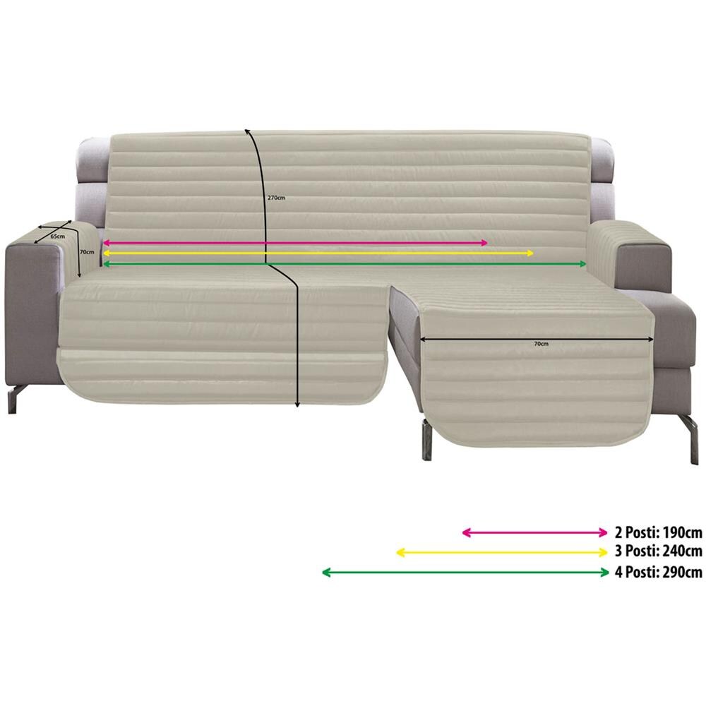 Copridivano Trapuntato Per Divani Con Penisola Modello Simpaty Colore Bordeaux 190 Cm Bordeaux - Foto 4