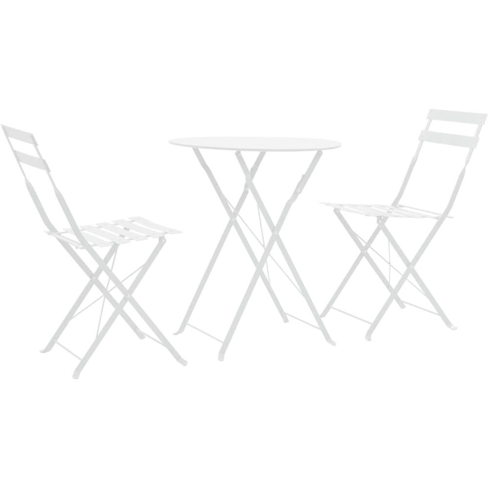 Set Bistrò Da Giardino 3 Pz In Acciaio Bianco - Foto 1