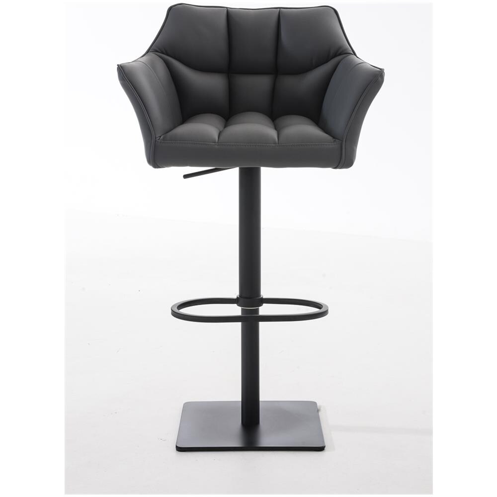 Sgabello Alto Regolabile Damaso in Similpelle I Sgabello Bancone con Braccioli E Schienale Imbottiti E Poggiapiedi, H 58-83 CM Grigio Nero - Foto 2