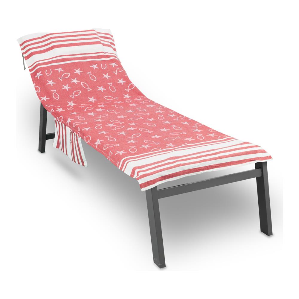 Telo Mare Lettino Spiaggia Piscina Con Cuscino Imbottito E Tasche Fishy Corallo   - Foto 1