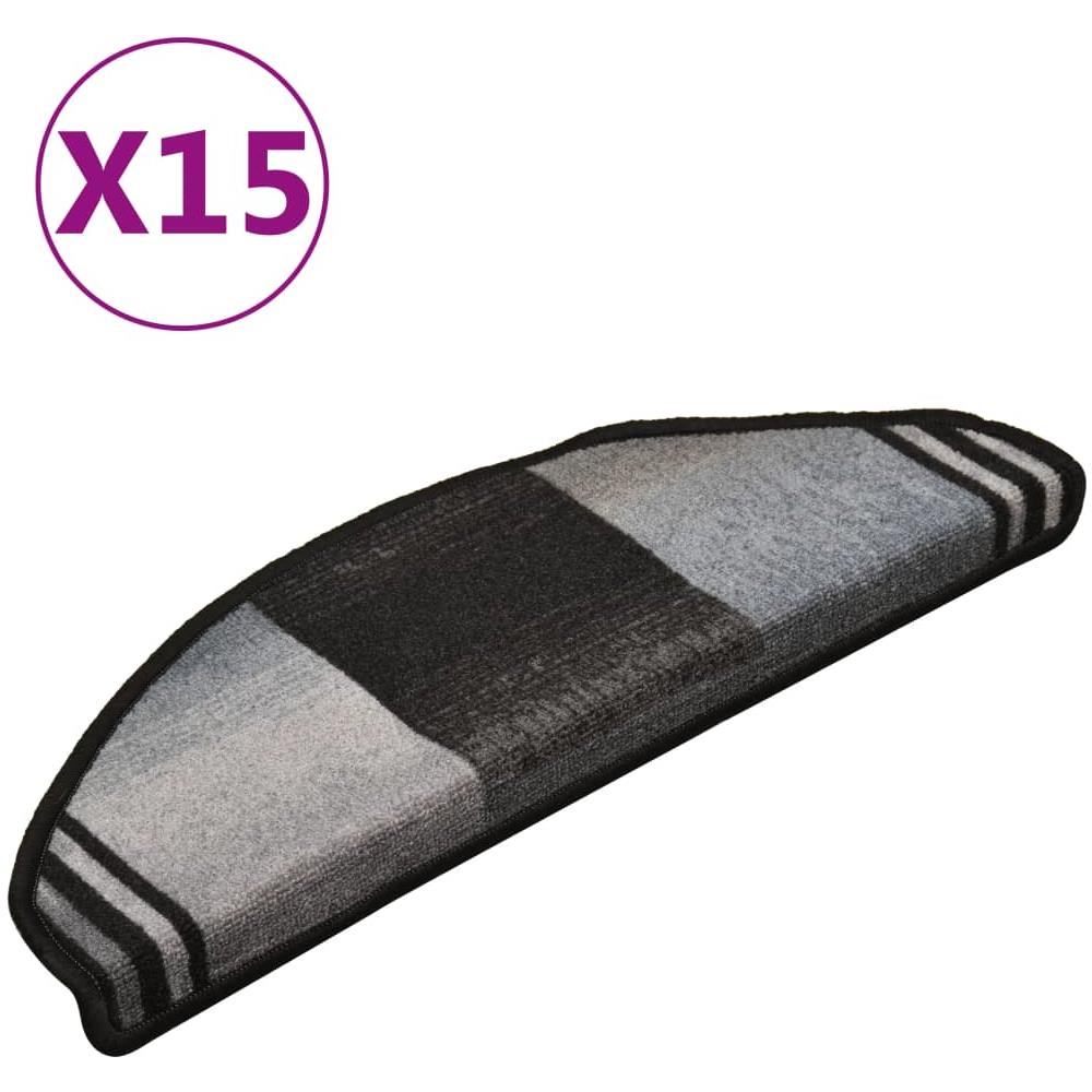 Tappetini Autoadesivi per Scale 15 pz Nero e Grigio 65x21x4 cm - Foto 1