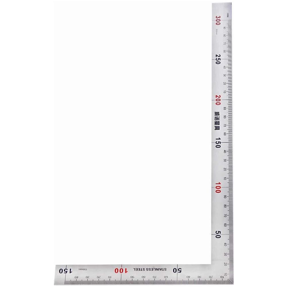 150 X 300 Mm In Acciaio Inox L Quadrato Righello Fronte-retro Ad Angolo Retto Righello - Foto 1