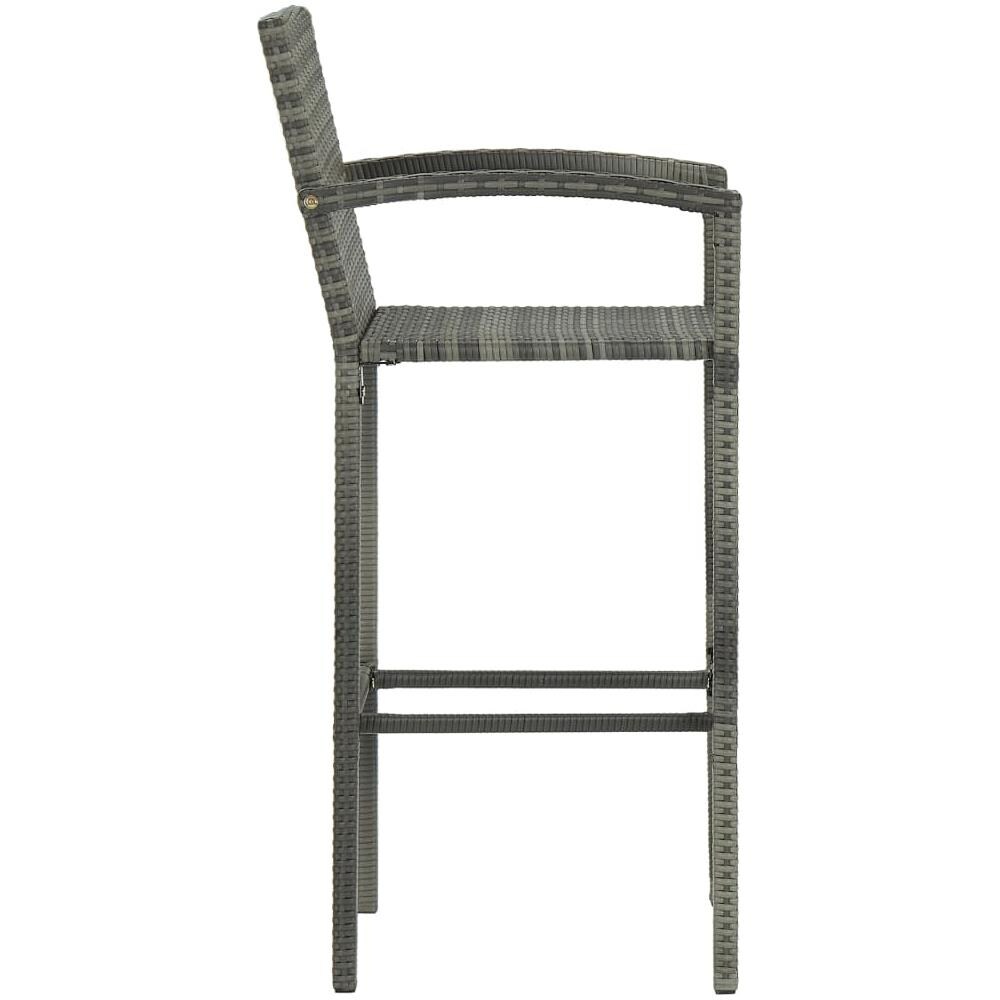 Set Bar Da Giardino 3 Pz In Polyrattan Grigio - Foto 8